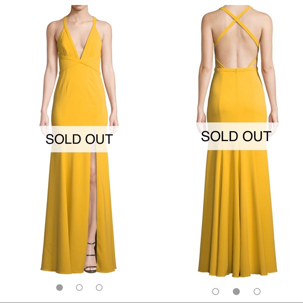 Deep V Golden Yellow Gown